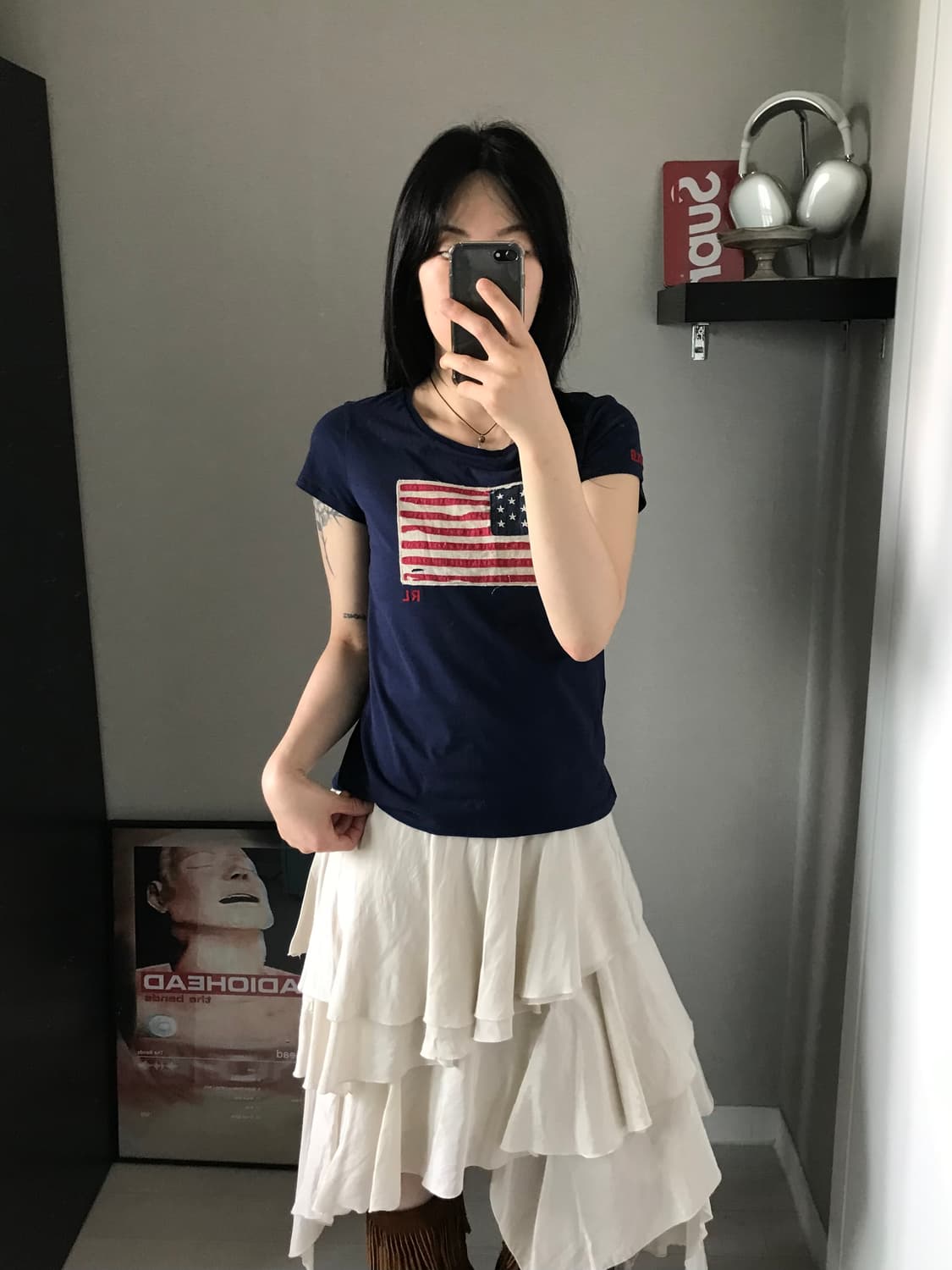 폴로 랄프로렌 빅 성조기 로고 네이비 반팔티 상품이미지3
