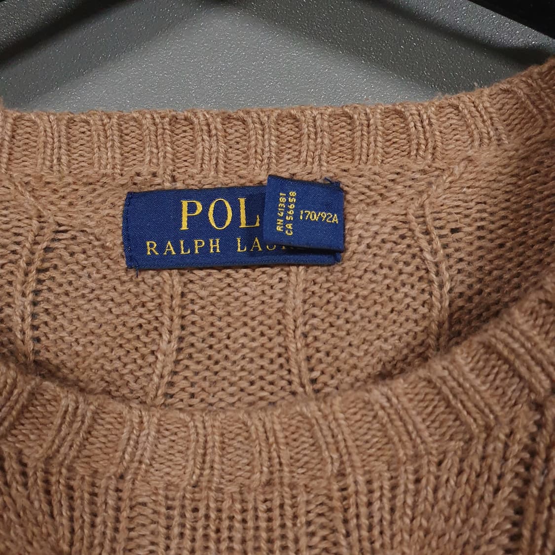 실측 M) 폴로 랄프로렌 신형 포니 케이블 니트 꽈배기 스웨터 브라운 상품이미지5