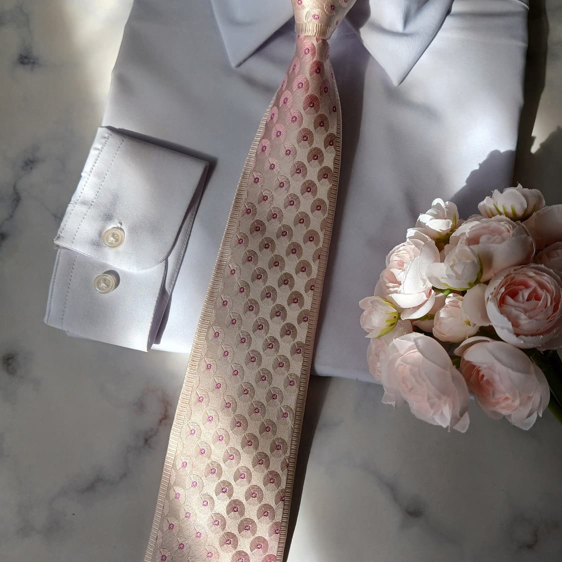 밀라숀 실크 핑크 패턴 넥타이 9.4cm A+등급 A19751 상품이미지6