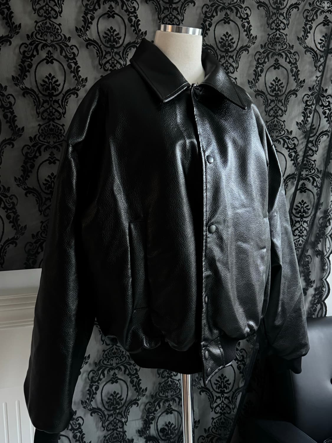 레터링 레더 블루종 항공점퍼 패딩  상품이미지5