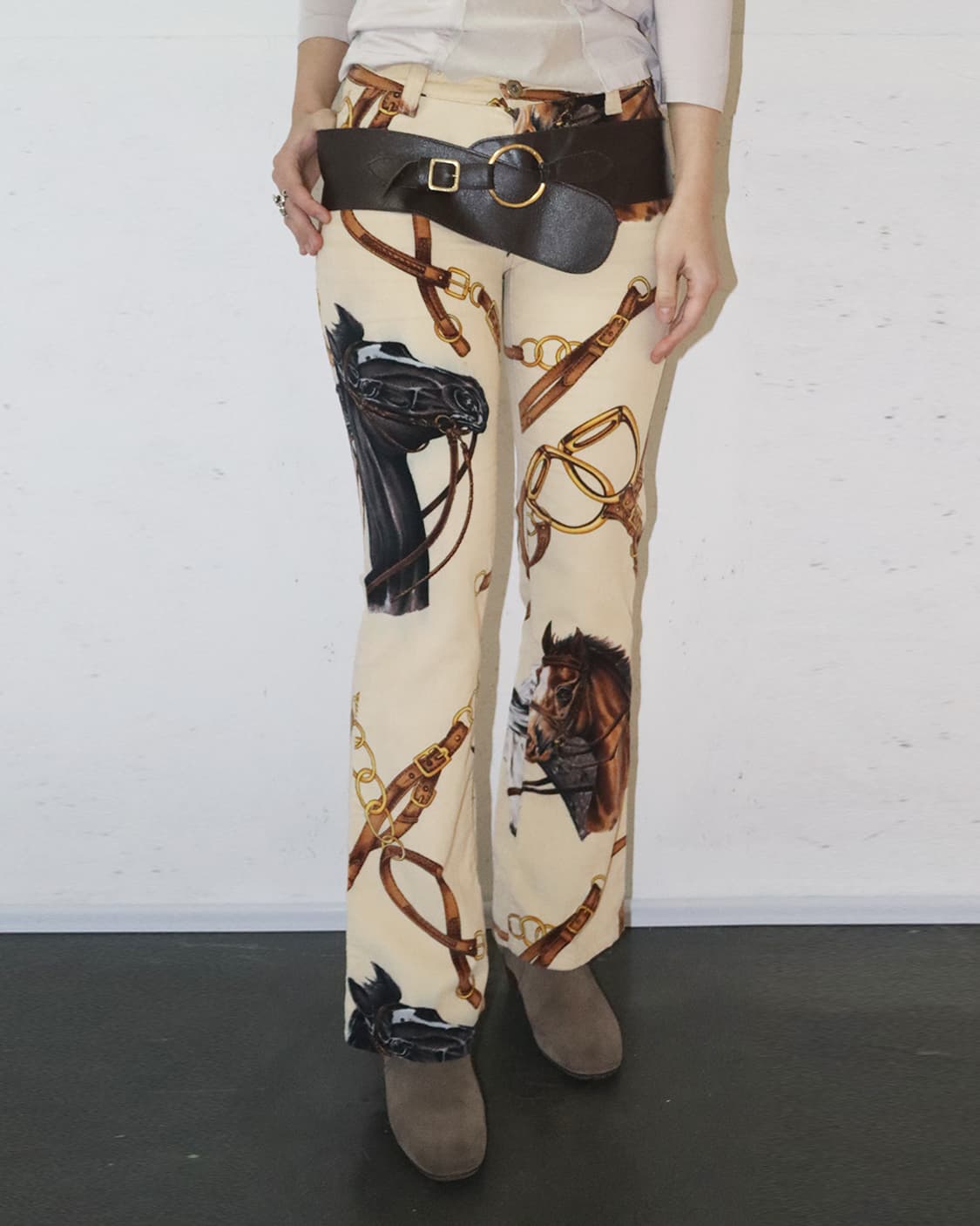 돌체 앤 가바나 레더 벨티드 패턴 부츠컷 팬츠 상품이미지1