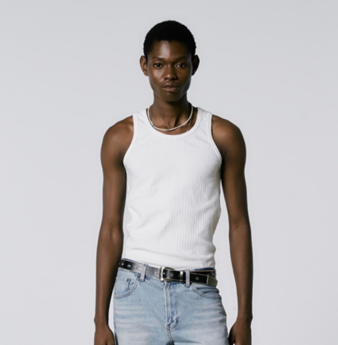 세비지 슬리브리스 골지 티셔츠 상품이미지1