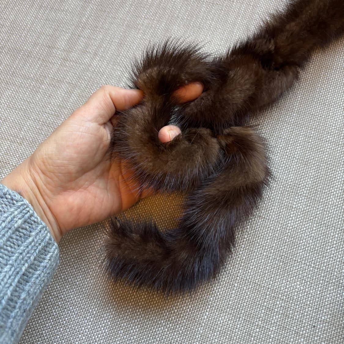 천연 밍크 쁘띠 머플러 브라운 상품이미지7