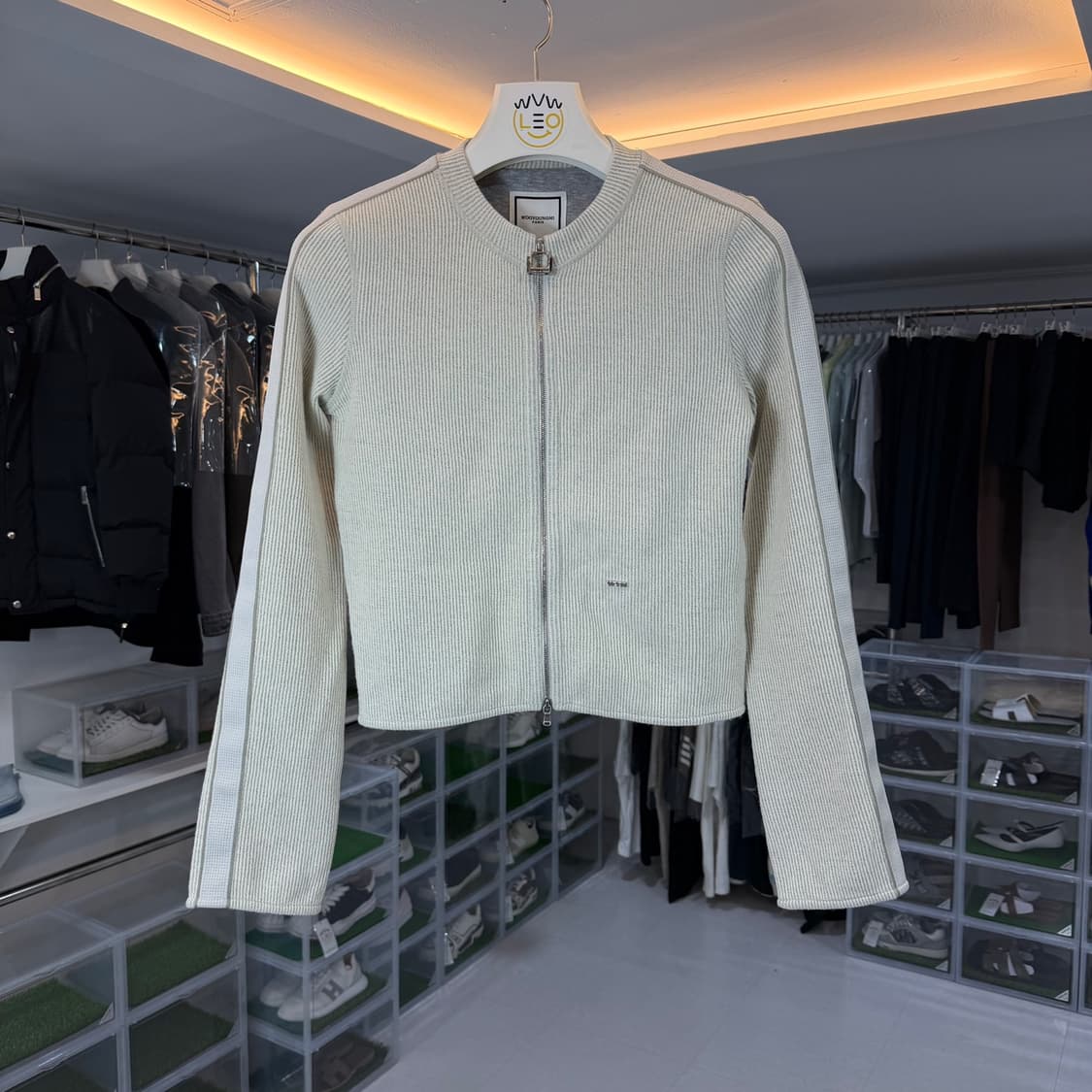 [리오브] 우영미 리브드 니트 집업 상품이미지1