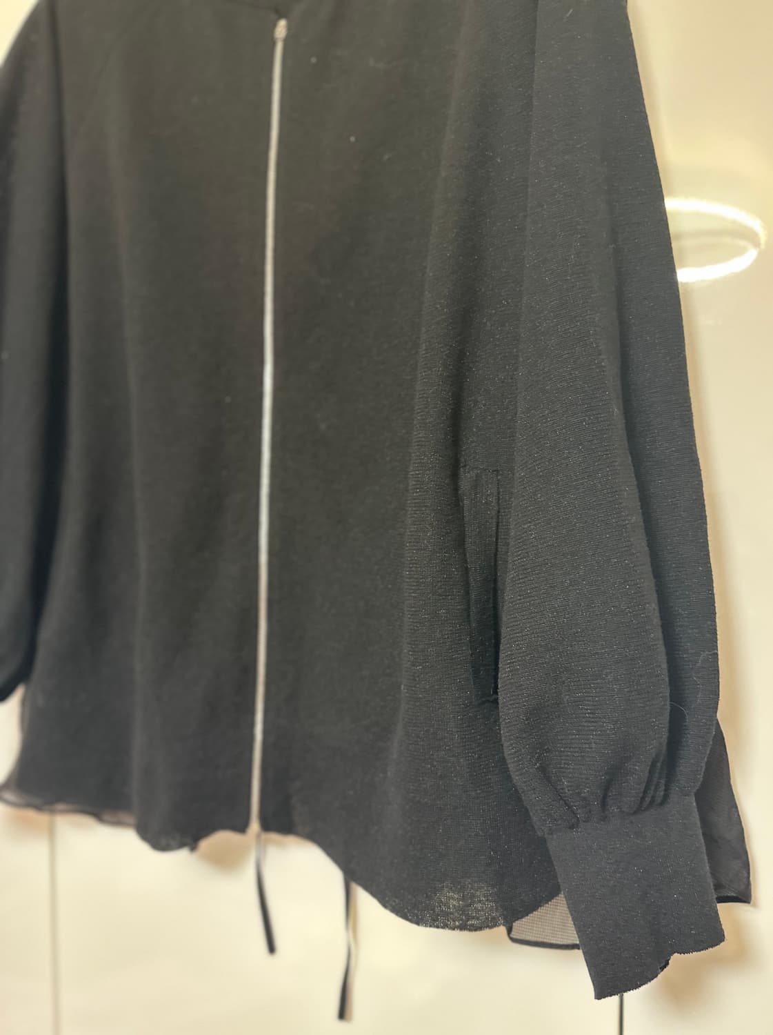 한섬시스템블랙 시스루 밑단 집업 니트 마가디건  상품이미지3