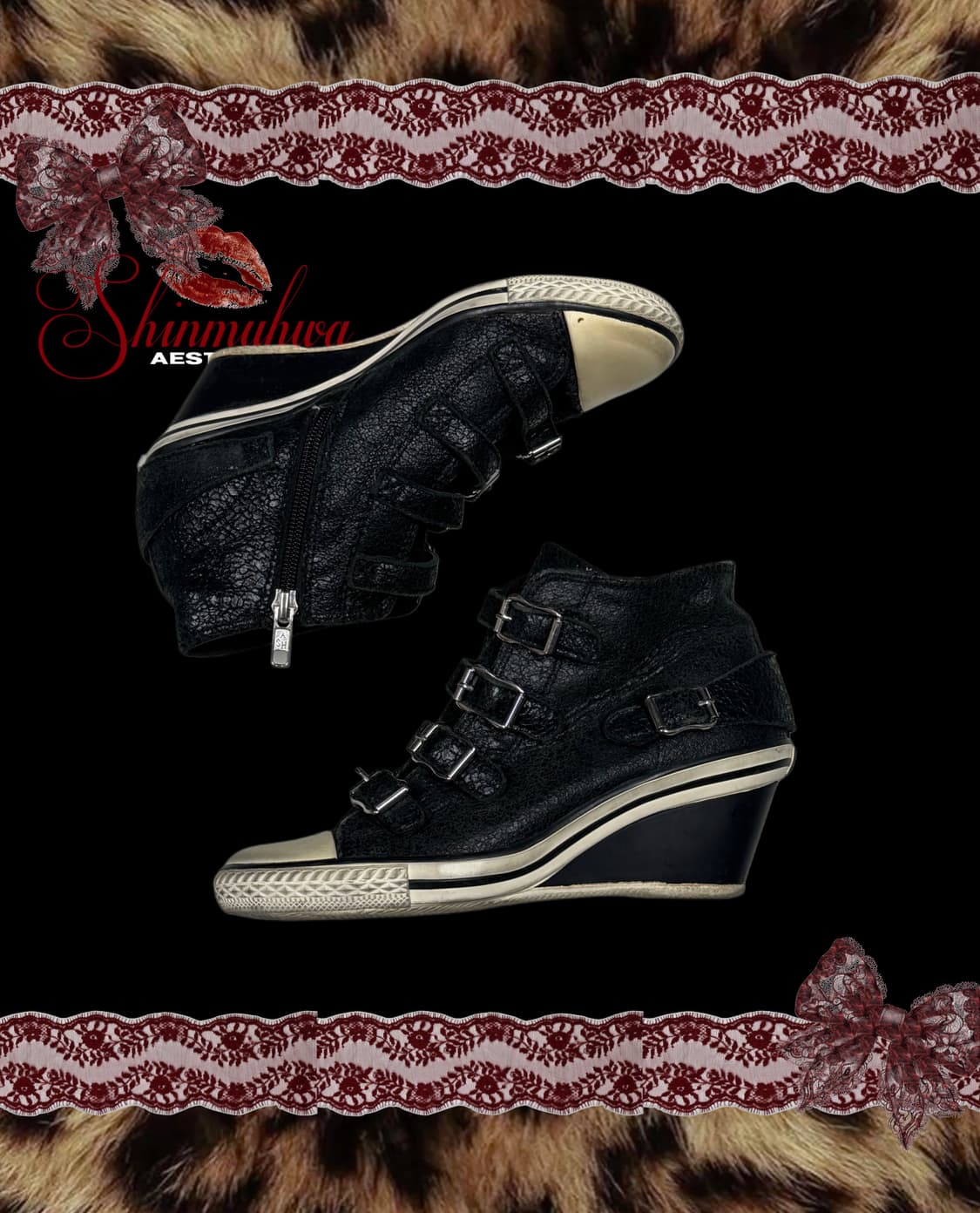 ASH 파이톤 엠보스드 웨지힐 스니커즈 블랙 상품이미지3