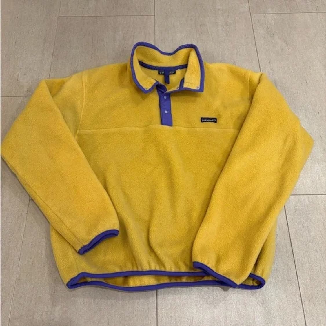 L 80‘s 파타고니아 신칠라 플리스 스냅티 옐로우/퍼플 상품이미지1