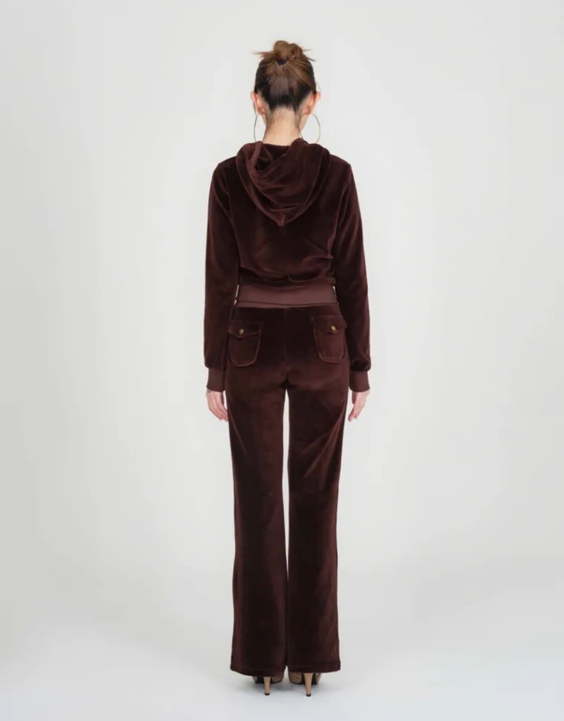 (새제품) 익스파이어드걸 벨로아 벨벳 후드집업 세트 브라운 상품이미지2