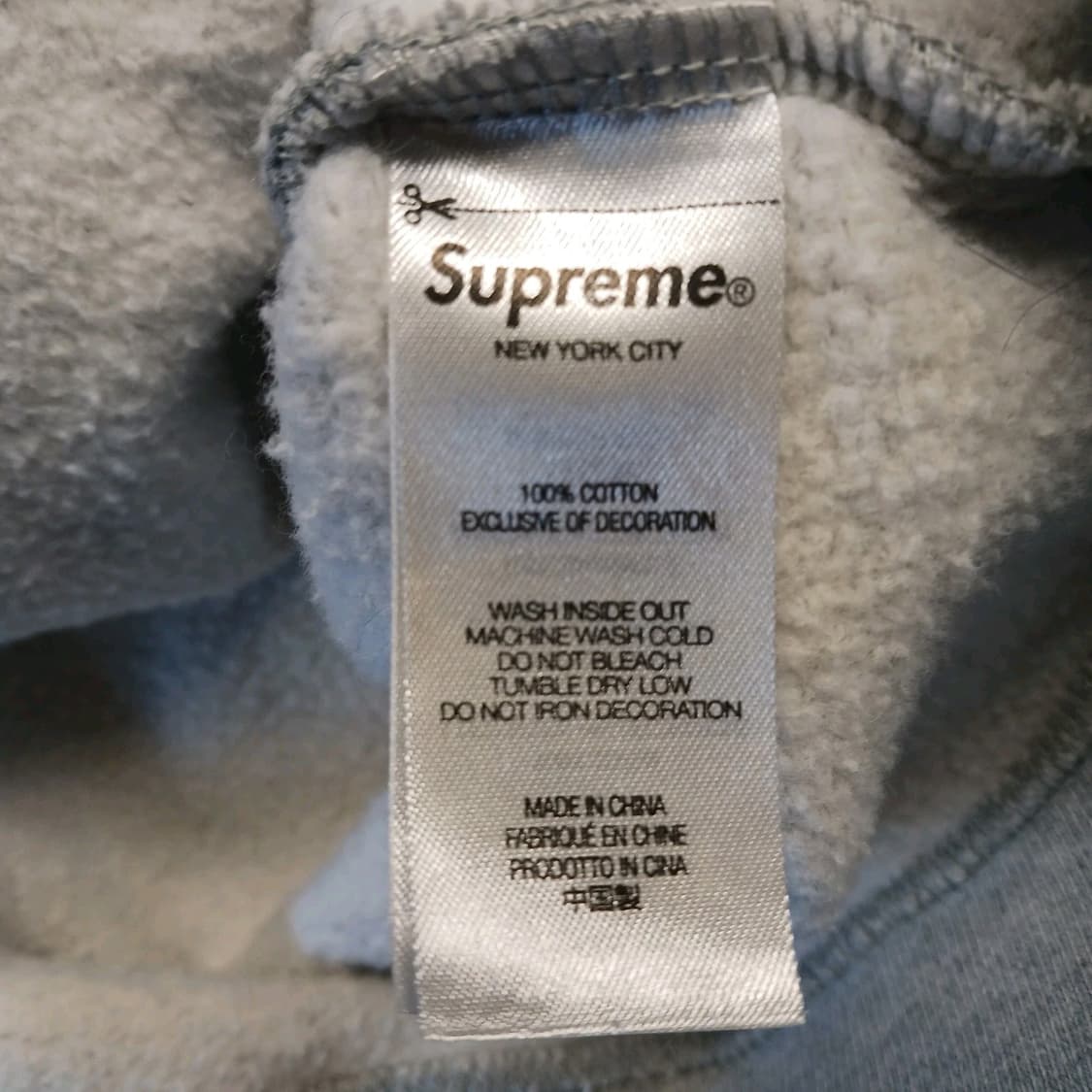 21FW 슈프림 레이즈드 자수 후드티 헤더 그레이 상품이미지5