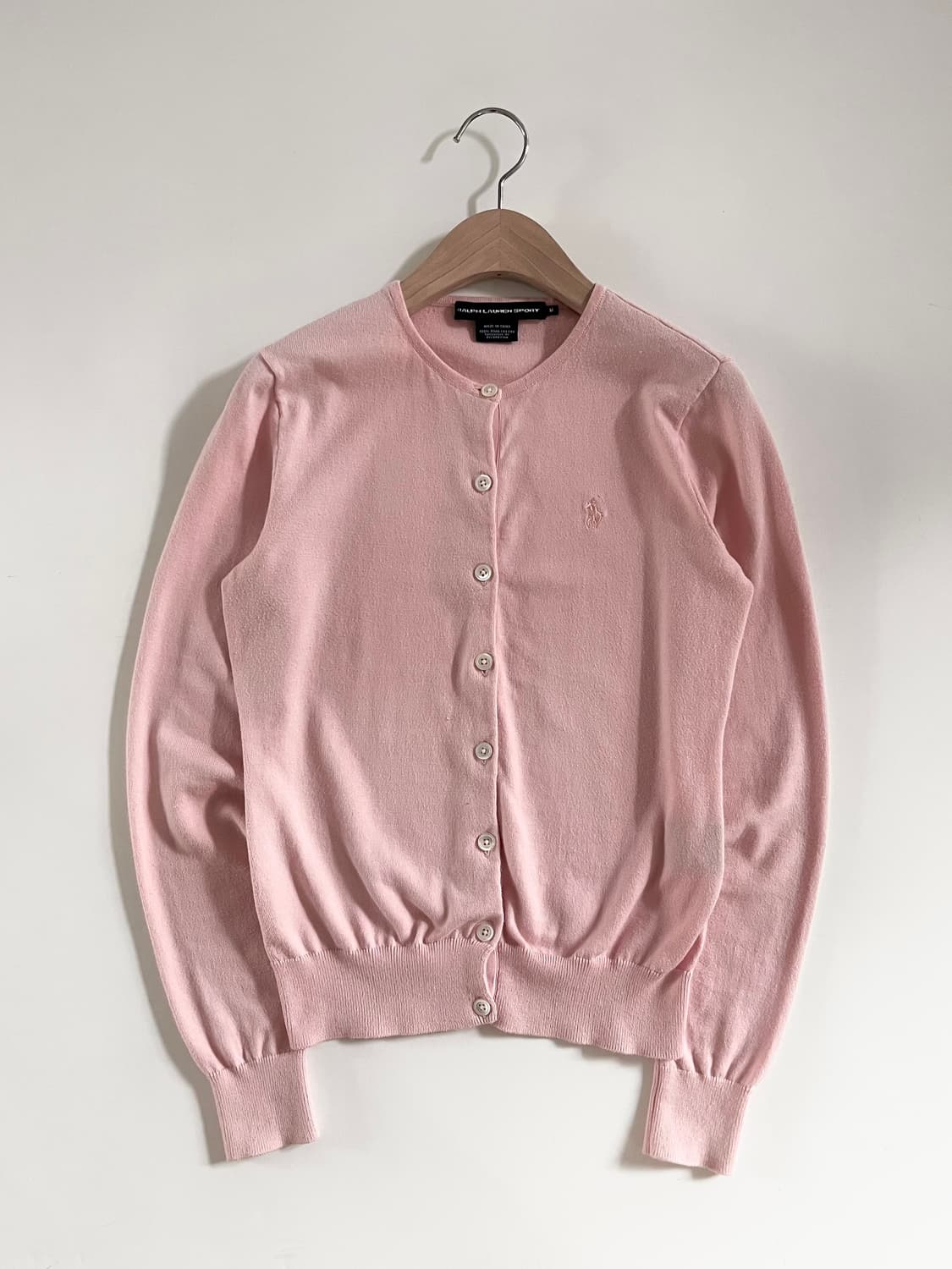 Polo 랄프로렌 우먼 베이비핑크 피마코튼 유넥 가디건 상품이미지3