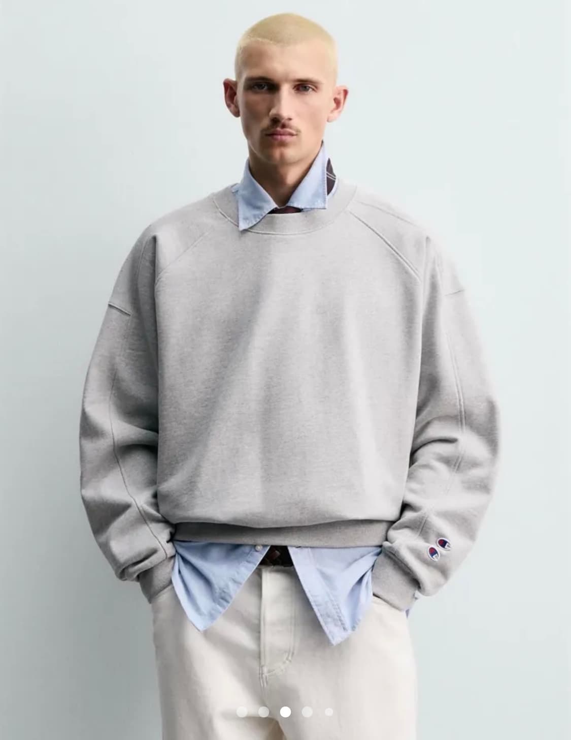 자라 테크니컬 코튼 크루넥 맨투맨 X 챔피온 4393/312 GREY  상품이미지3