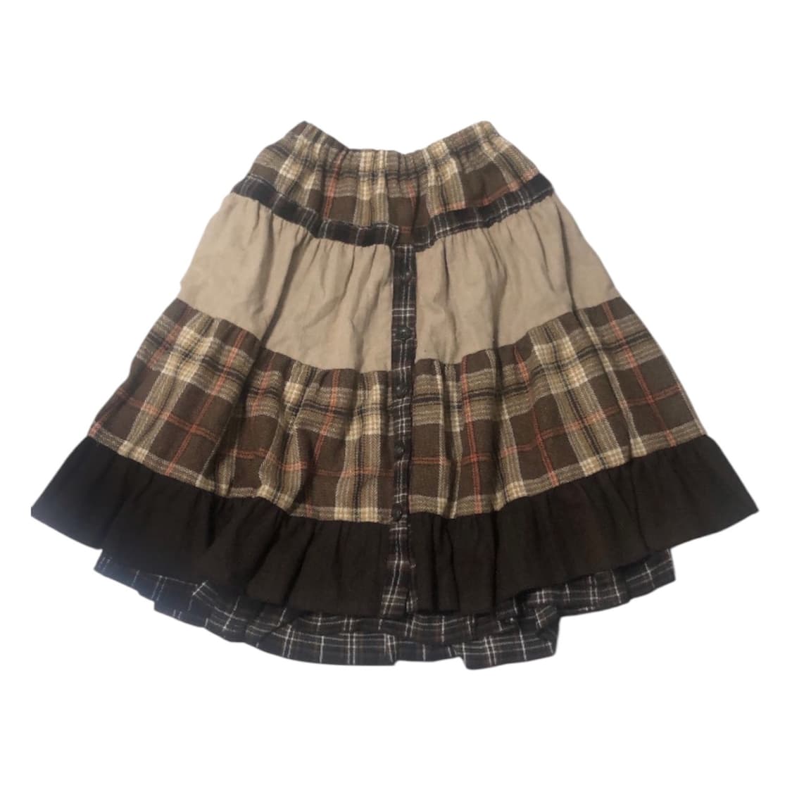 빈티지 모리걸 패치워크 스커트 라떼갸루 상품이미지1