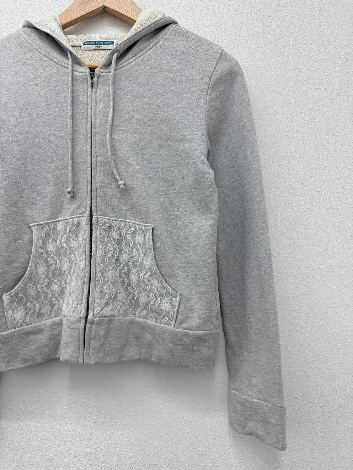 빈티지 그레이 레이스 후드 집업 상품이미지2