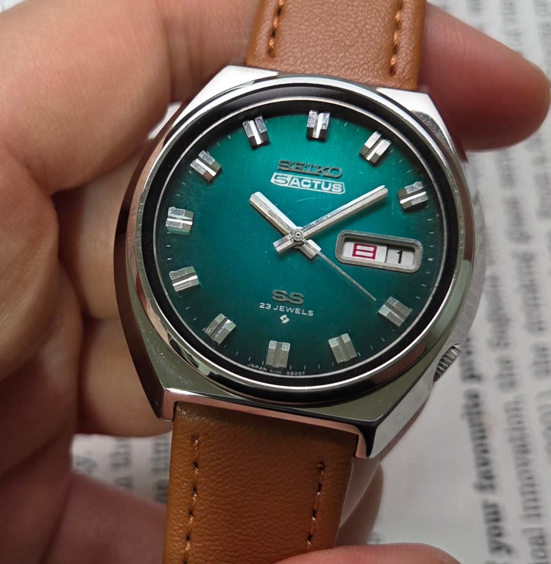 레어] 빈티지 세이코 액투스SS 와이드보이 그린판 한자 데이데이트  상품이미지3