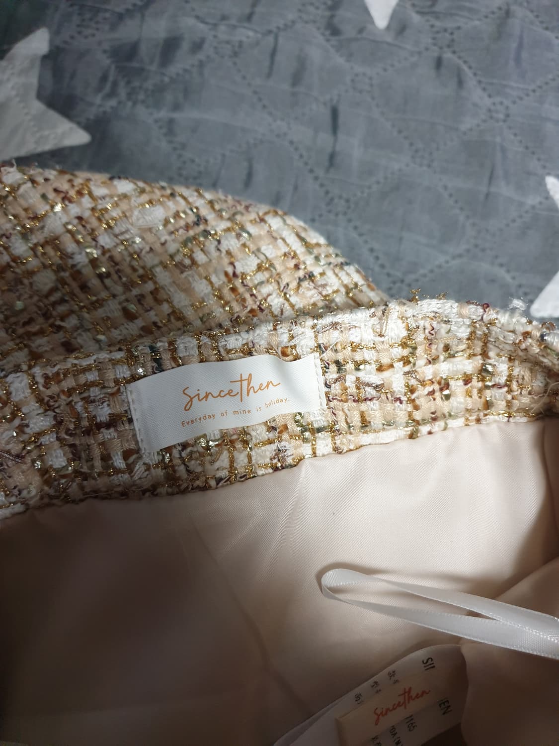 신스덴 삼페인골드 트위드 조끼 투피스 (M) 상품이미지6