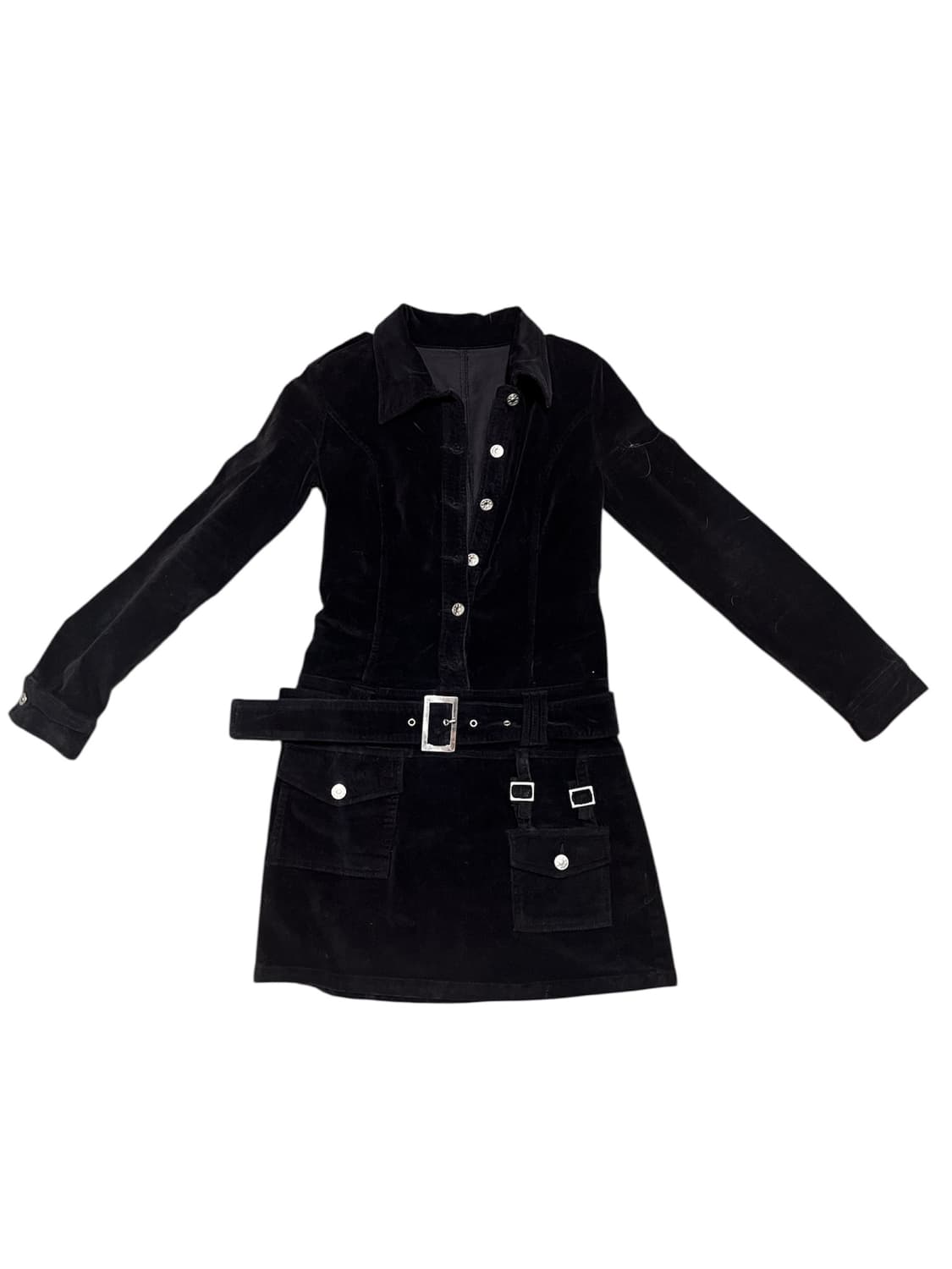 Y2k vintage 코듀로이 스타버튼 벨트 원피스 상품이미지2