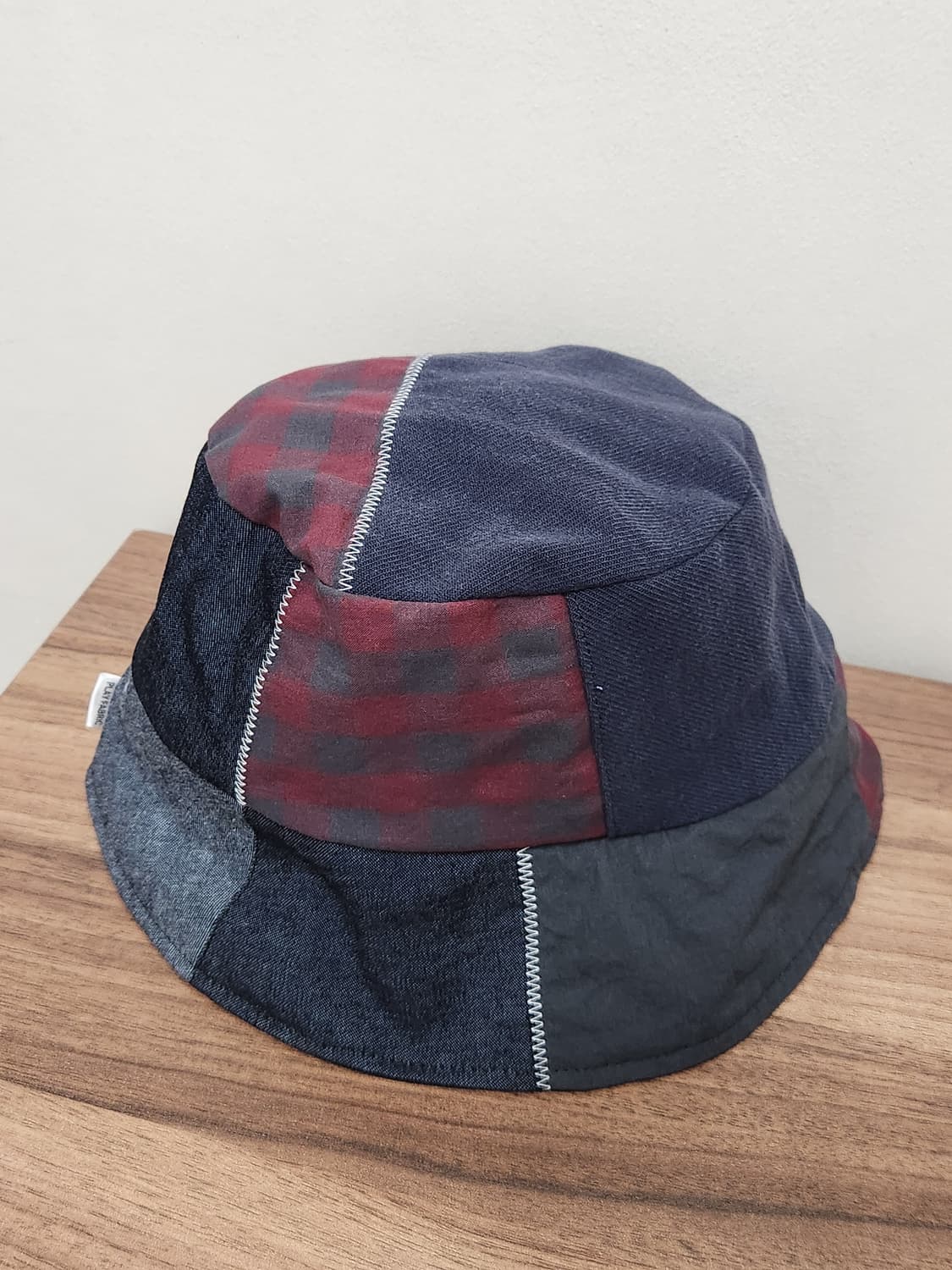 (no.3) 리버시블 패치워크 버킷햇 Navy&Burgundy Mix 상품이미지2