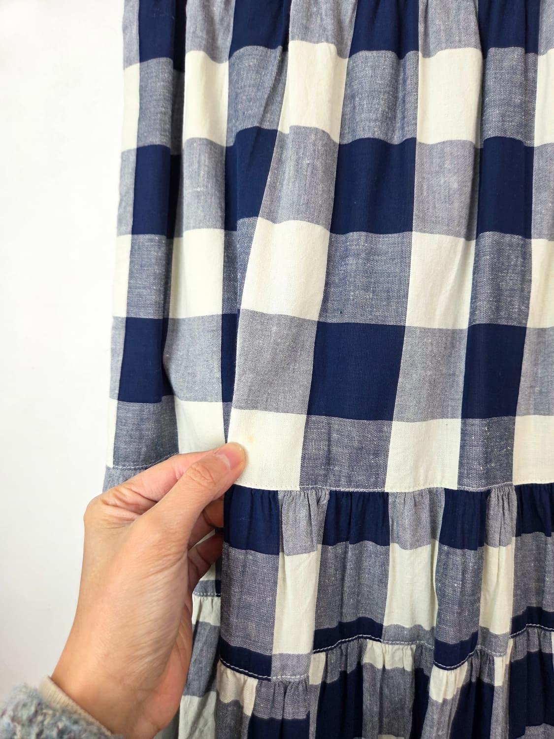 체크 캉캉 린넨 스커트 상품이미지4