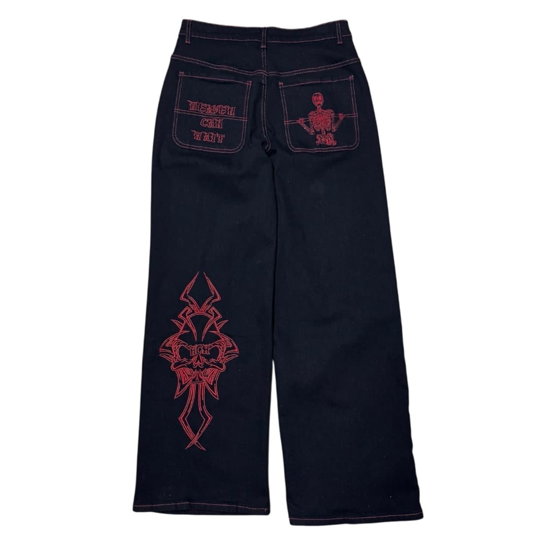 HCH heven can wait 펑크 해골 자수 와이드 팬츠 상품이미지5