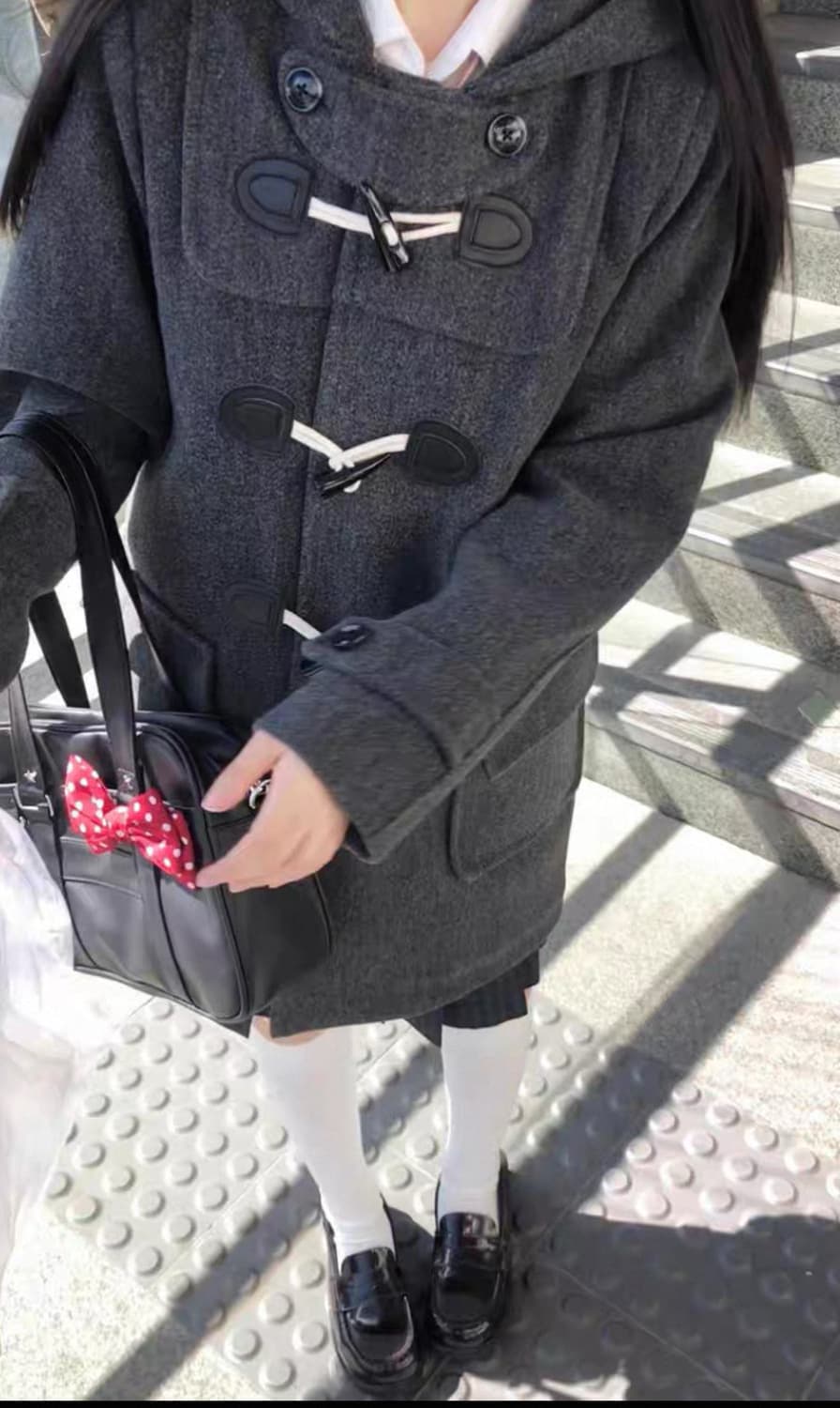 일본 반티지 일녀st 모리걸 차콜 떡볶이 코트  상품이미지1