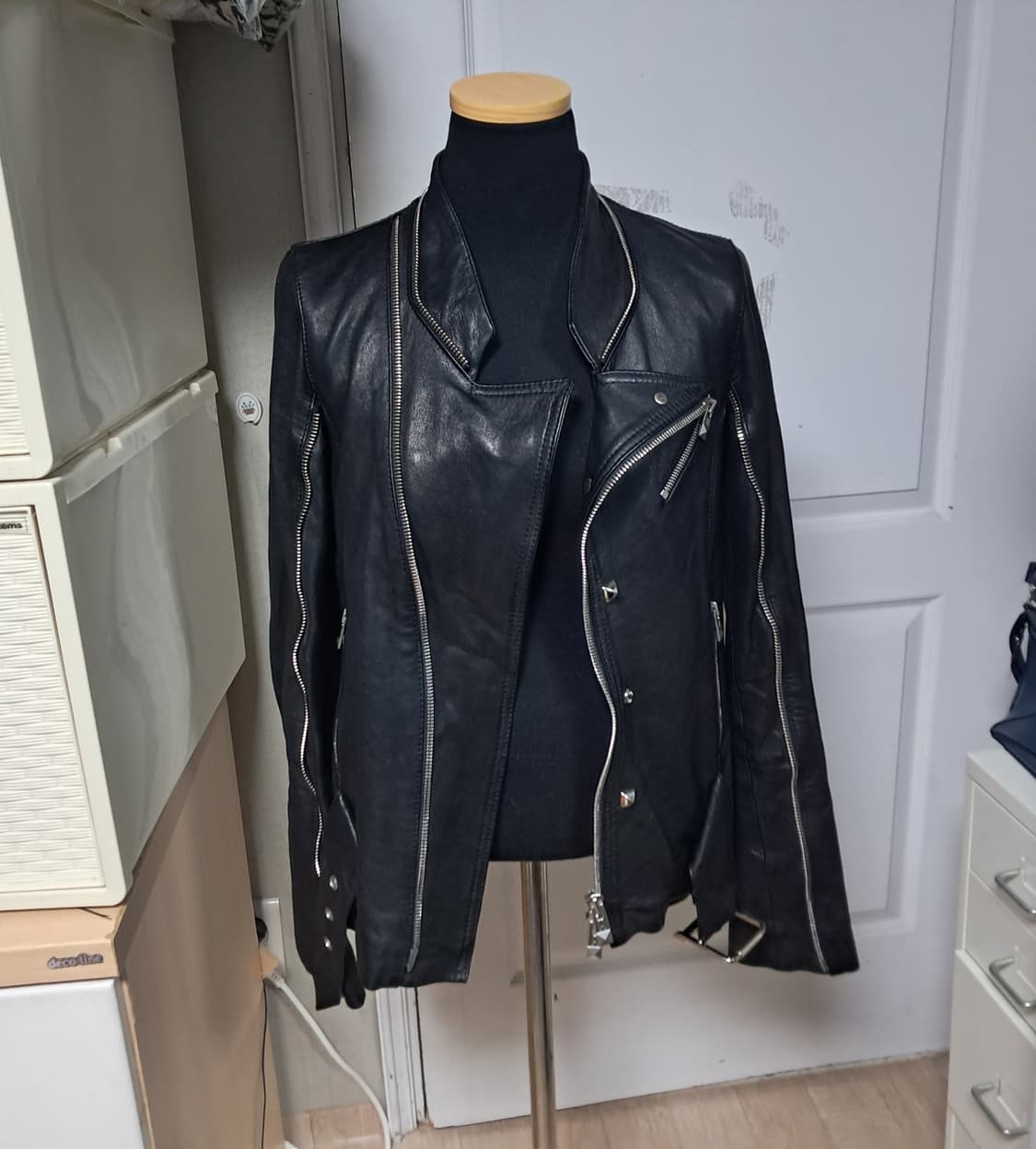 Hogan 호간 램스킨 양가죽 라이더 자켓 40사이즈(약44~날씬55) 상품이미지2