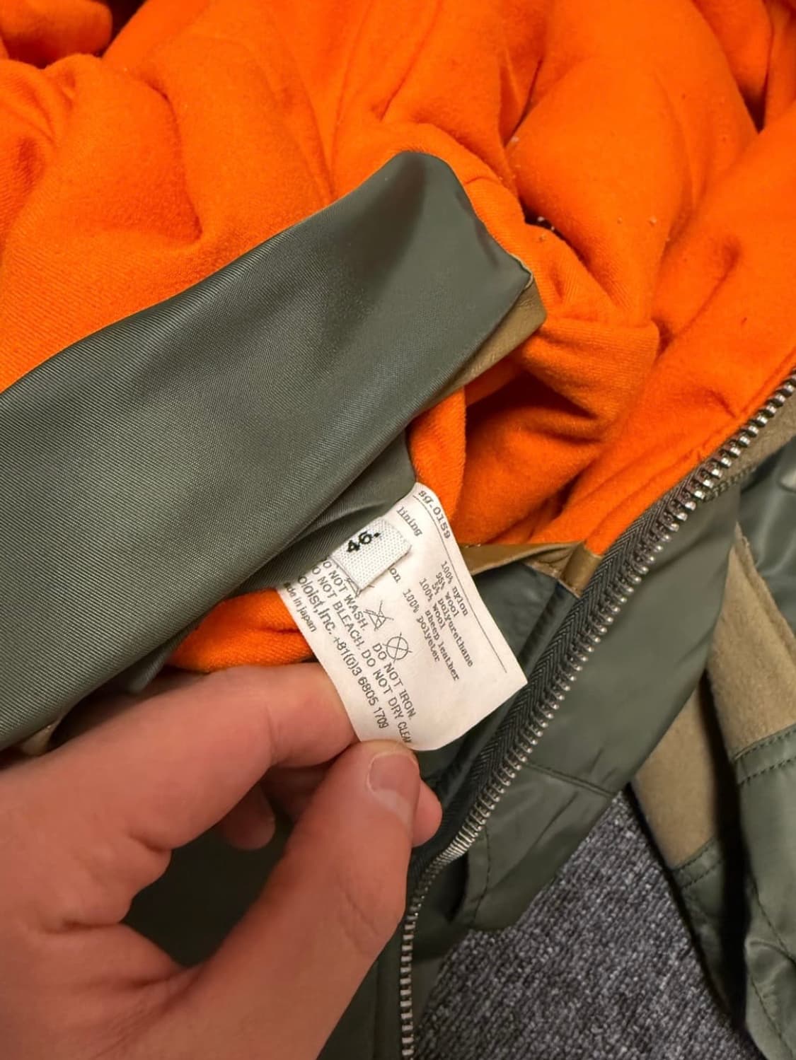 [46] 타카히로 미야시타 더 솔로이스트 14AW 이중봄버 자켓 올리브 상품이미지10