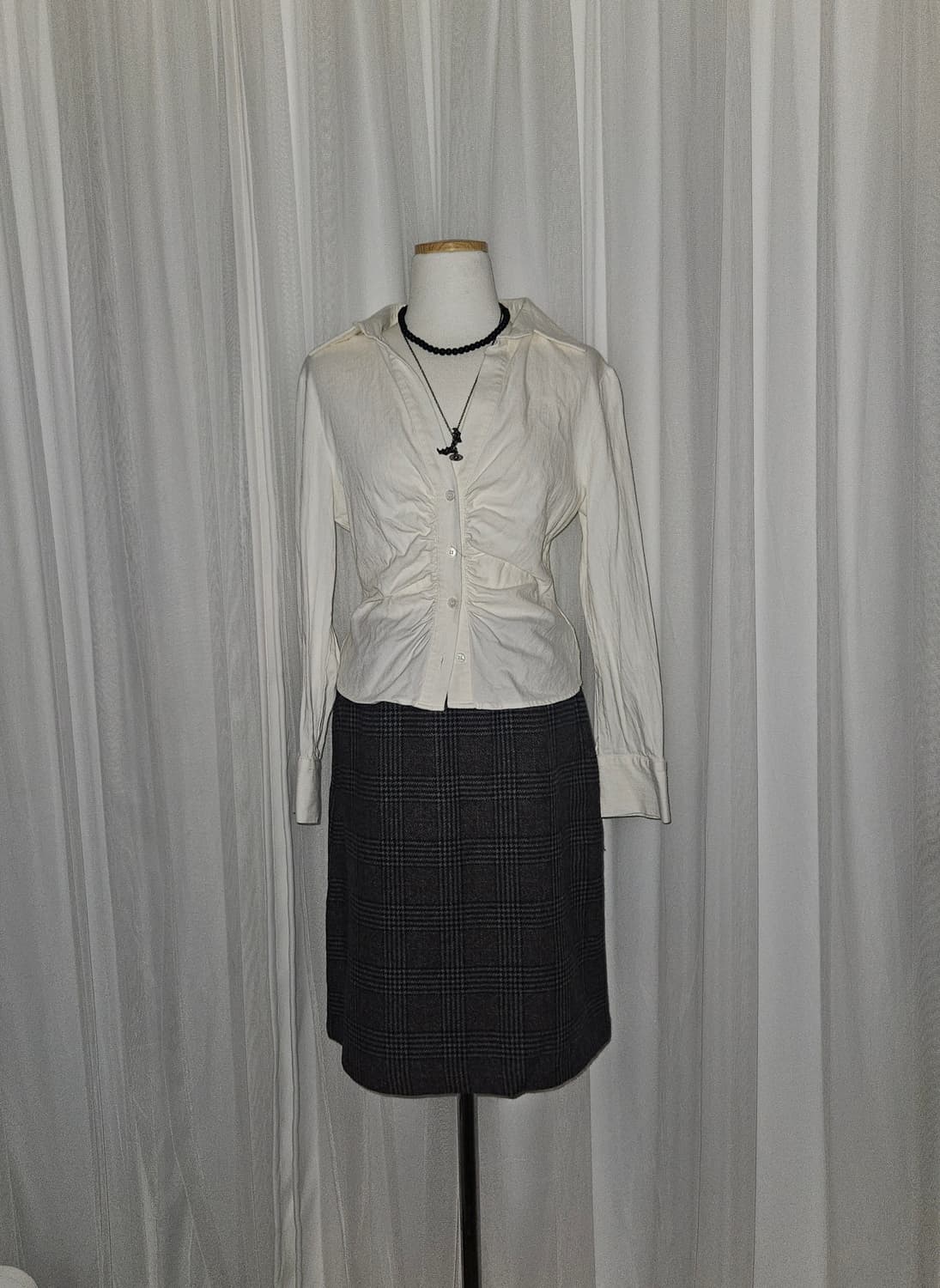 cinema club 레드 체크 앙고라 스커트 니혼진 공겜여주 히메갸루 상품이미지1