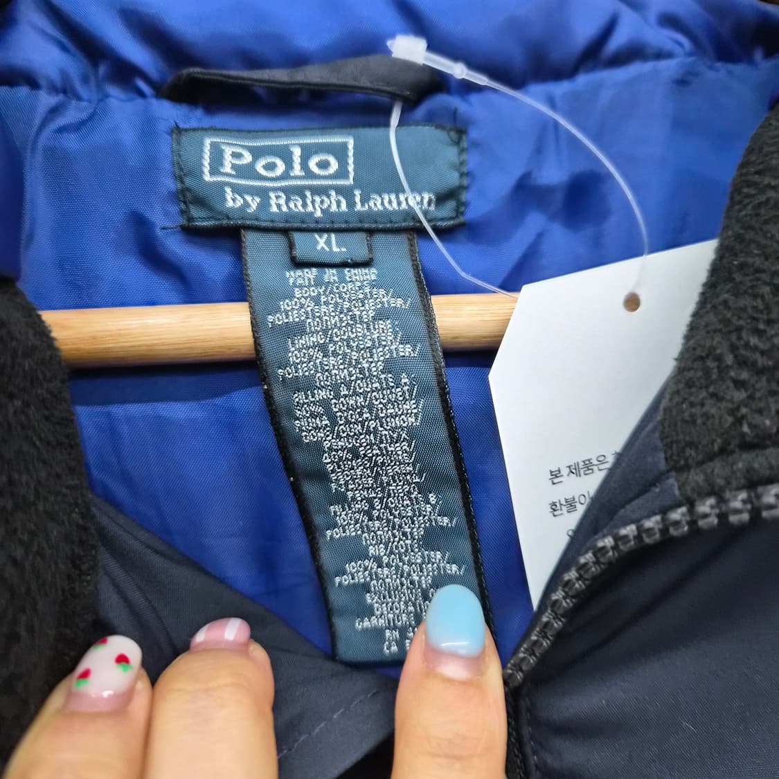 폴로 랄프로렌 빅포니 네이비 후드 덕다운 패딩 여자 XL 상품이미지4