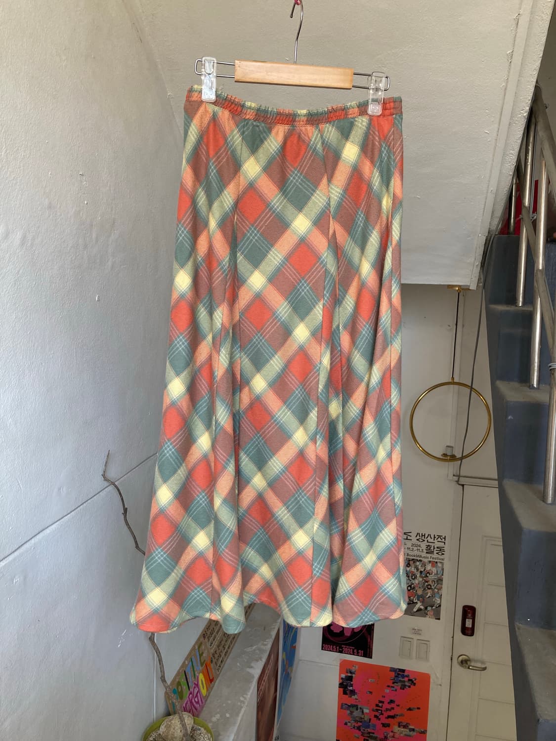 솜사탕 빈티지 체크 롱 스커트 상품이미지5