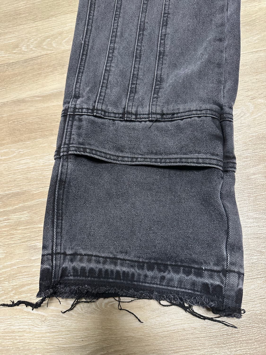 노매뉴얼 워싱 블랙 와이드 데님 상품이미지1