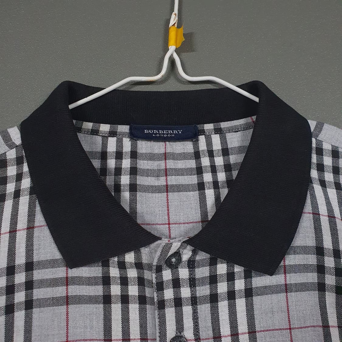 2XL) 버버리 런던 크레스트 노바 체크 반팔 카라티 폴로 셔츠 그레이 상품이미지5