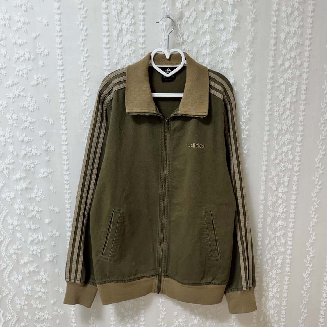 아디다스 카키 브라운 져지 L 100 트랙탑 자켓 베켄바우어 코튼 올리브 상품이미지5
