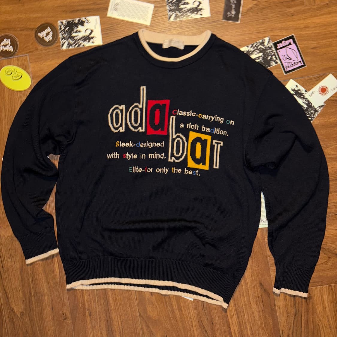 90s Adabat wool graphic jacdquard knit 상품이미지2