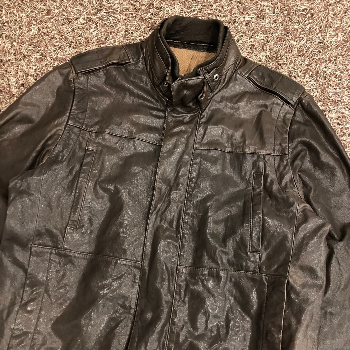 빈티지 양가죽 바이커 레더 가죽 블루종 자켓 상품이미지2