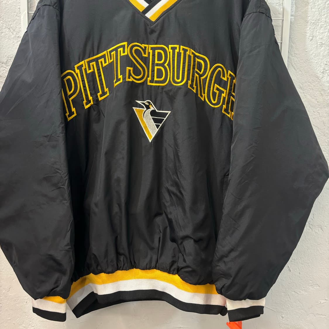 90s USA 월드센스 올드스쿨 피츠버그 펭귄스 블랙 웜업 XL 상품이미지4