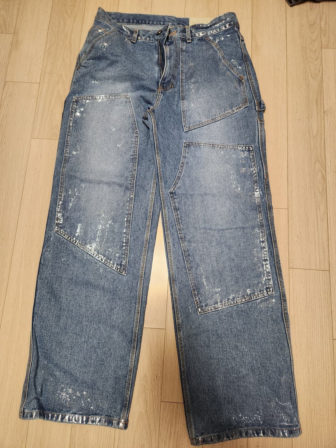 앤더슨벨 왁스 코티드 카펜터 와이드 레그진 32 상품이미지6