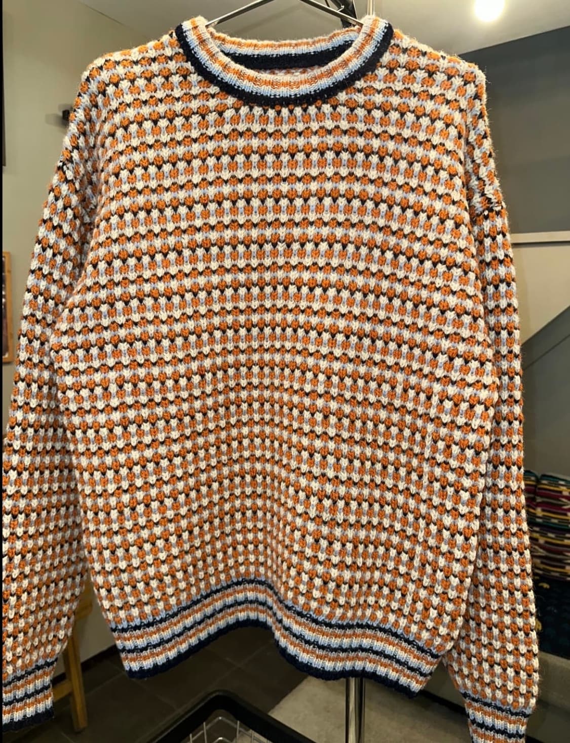 빔즈 체크 패턴 울 니트 BEAMS 상품이미지3