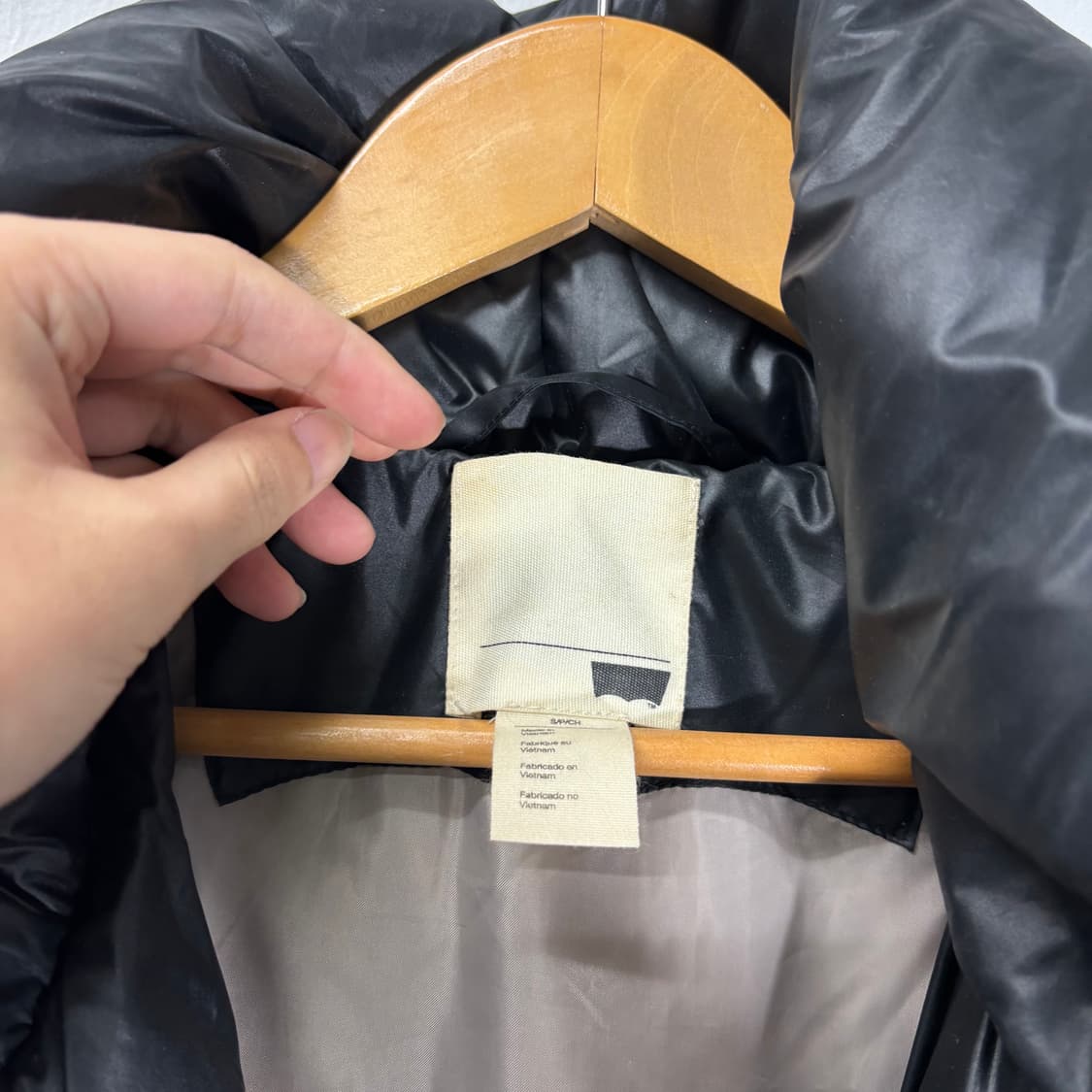 우먼M 리바이스 블랙 하이넥 투웨이 덕다운 롱패딩 상품이미지5