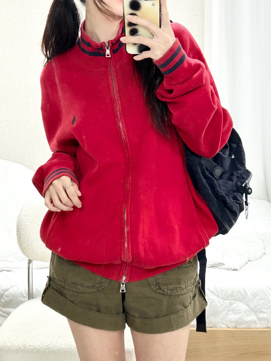 폴로 투웨이 레드 니트집업 상품이미지3