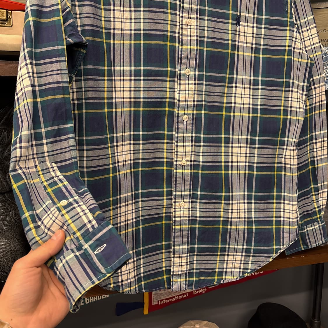 90s 폴로 랄프로렌 클래식핏 윈도우 타탄체크 버튼다운 셔츠 N752 상품이미지4