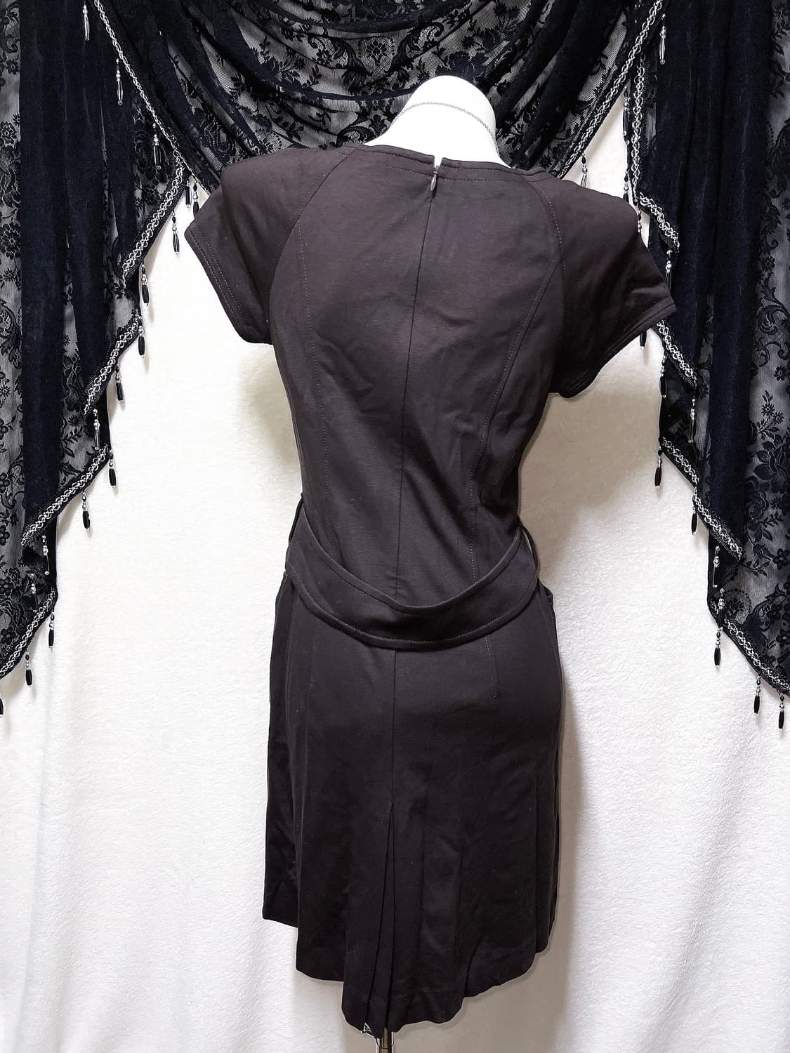 모던 클래식 올드머니 긱시크 브라운 반팔 벨트 원피스 너드 라떼 핀터 상품이미지6