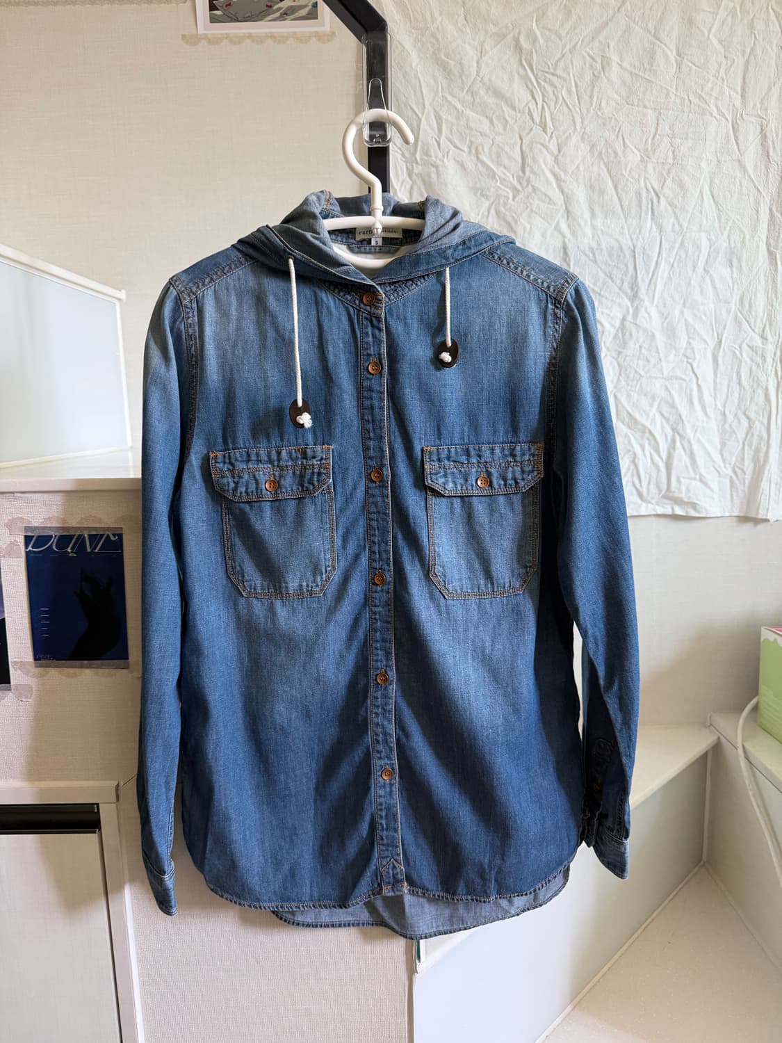 earth music&ecology 후드 데님 셔츠 상품이미지1