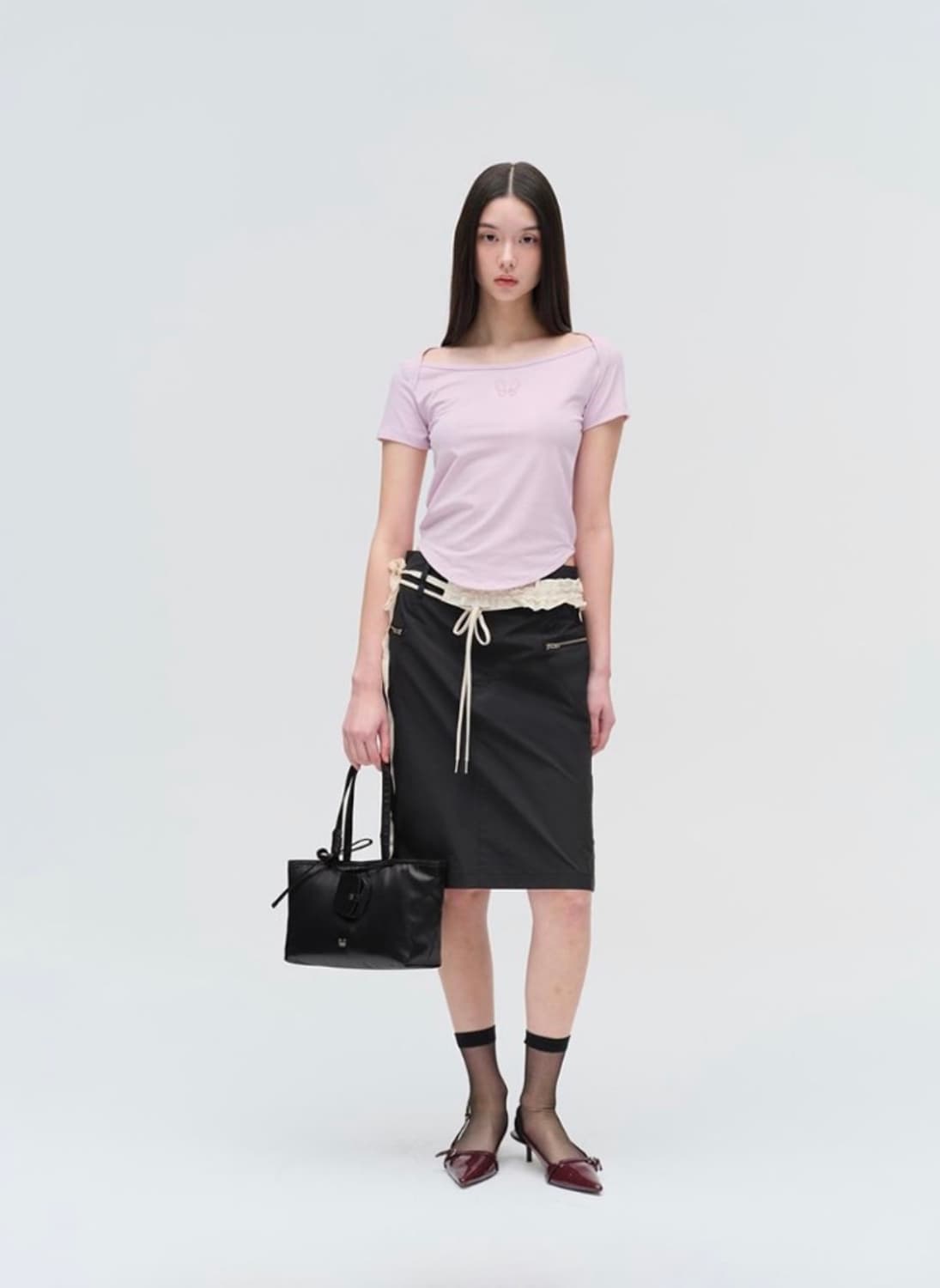 MMLG 우먼 사틴 숄더백 가방 블랙 상품이미지6