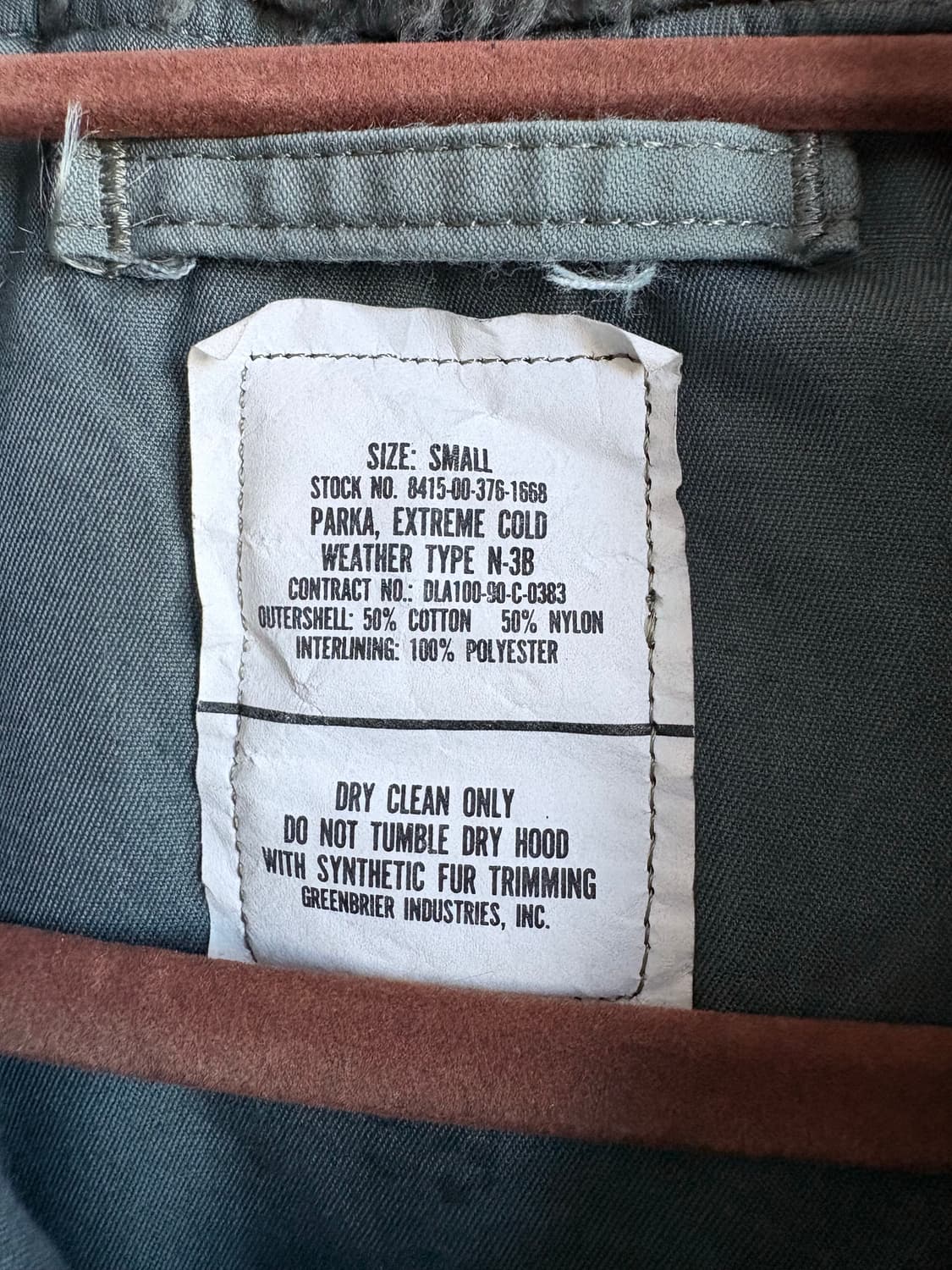 (S, 100-105) 90s 오리지널 Greenbrier N-3B 파카 상품이미지3