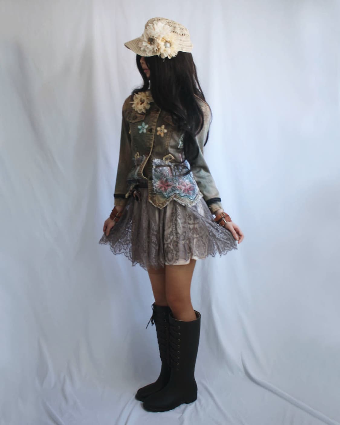 Pastel spray-lace floral jacket+2Brooch 상품이미지5