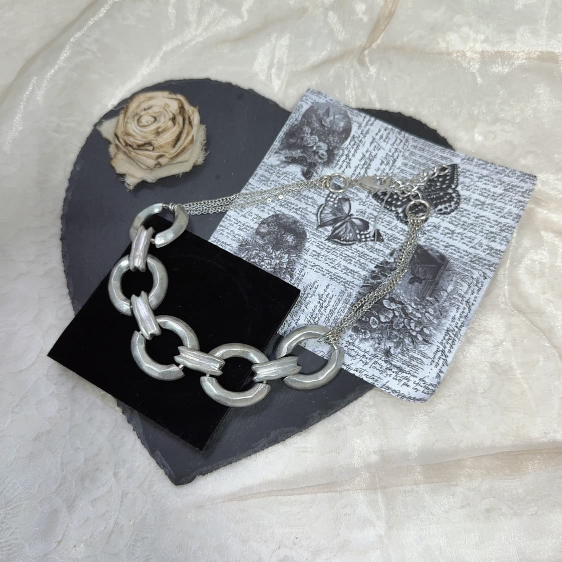 빈티지 메탈 링 레이어드 목걸이 상품이미지2