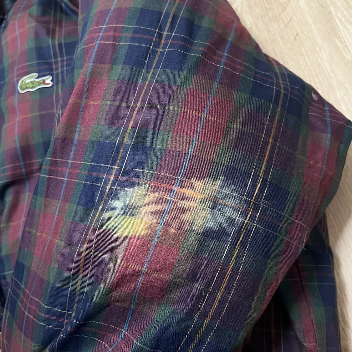 라코스테 덕다운 리버시블 체크 배색 패딩 점퍼 [버건디] 2XL/110 상품이미지8