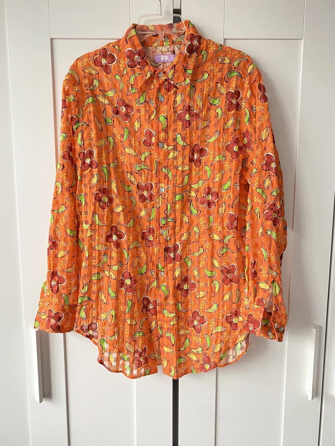 ERL 이알엘 플로럴 프린트 버튼 다운 셔츠 오렌지 상품이미지1