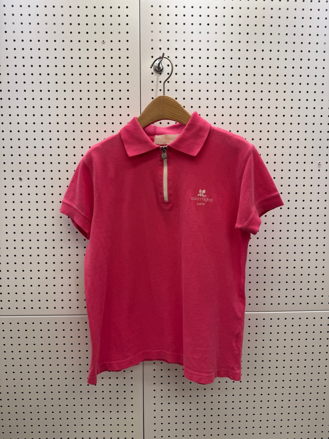 꾸레쥬 자수로고 반집업 카라 니트 반팔티 U1316 상품이미지2