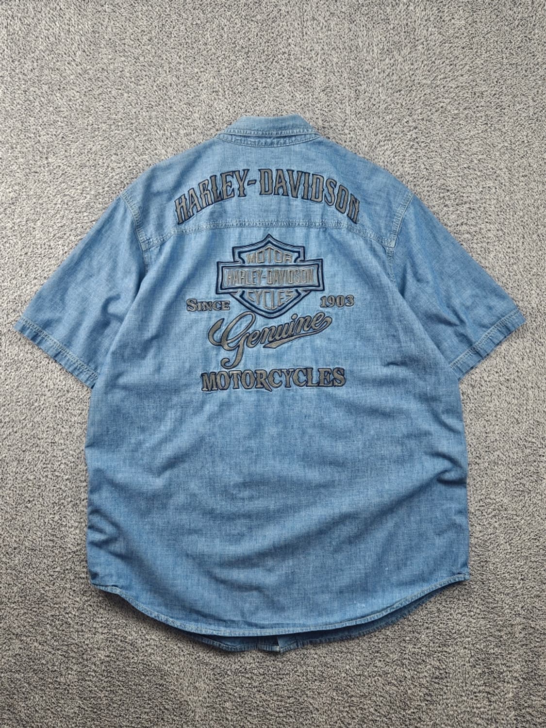 할리데이비슨 바 앤 실드 데님 하프 셔츠 ( XL ) / 11593 상품이미지1